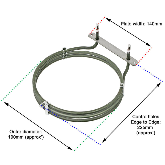 Fan Oven Element for Fagor Cooker Heater 3 Turn Heating Element 2500W