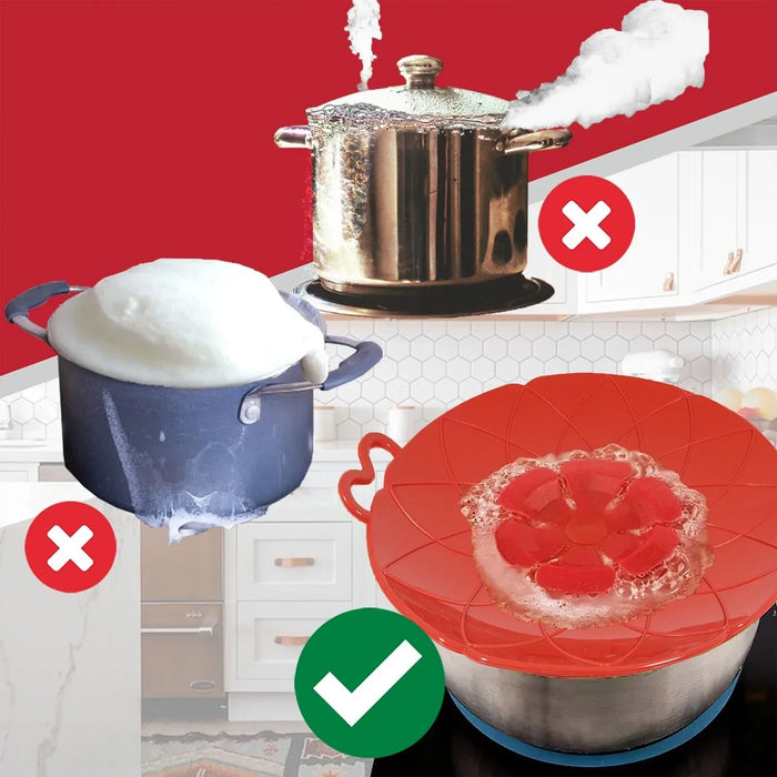 Pan Lid Spill Stopper Silicone Pot Steamer Saucepan Anti Boiling Overflow Protector Covers (Pack of 4)