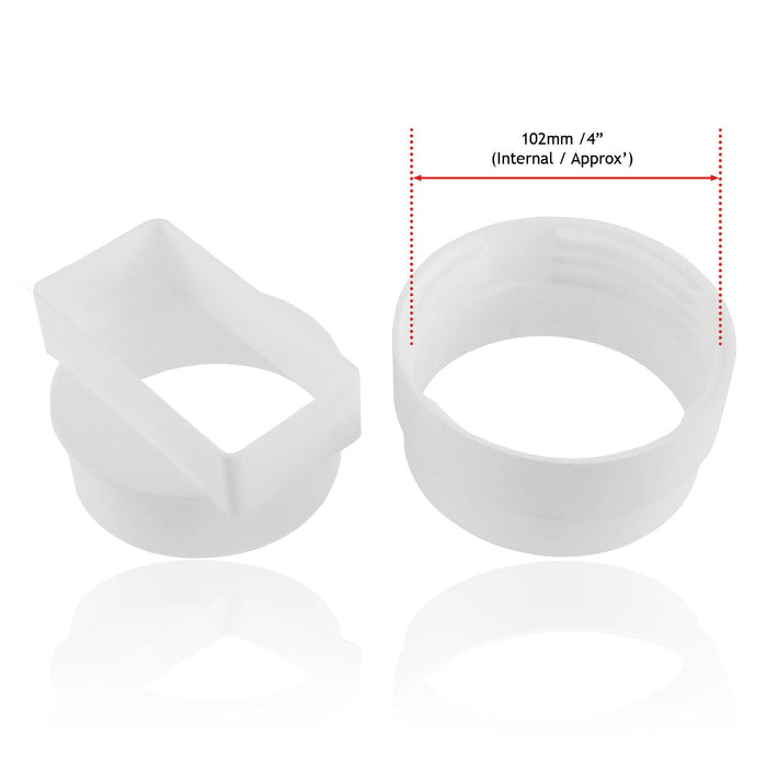 Universal Tumble Dryer Vent Kit Non Return Flap Exterior Wall Pipe Duct (White, 4" / 100mm)
