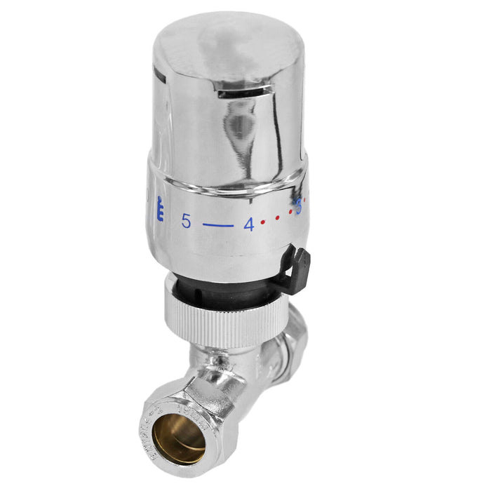 TOWER Thermostatic Radiator Valve Straight TRV Rad Lockshield Chrome Valves Set