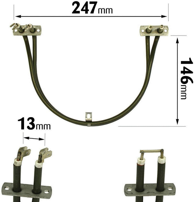 Calefactor Inferior Para Hornos Bosch, Siemens, Neff Y Constructa - Repuesto Compatible Con 00212622 Y EGO 20.40055.001
