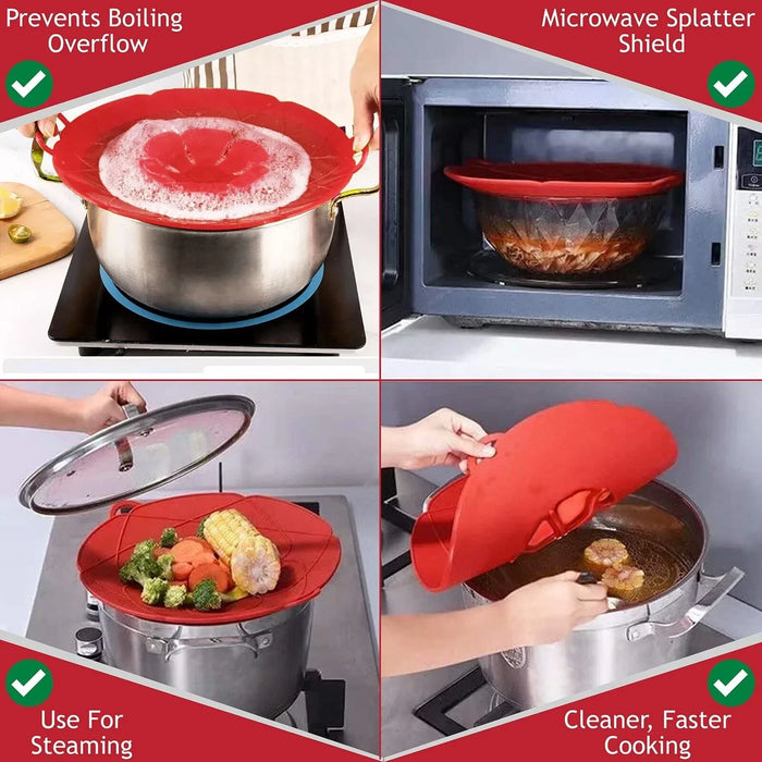 Pan Lid Spill Stopper Silicone Pot Steamer Saucepan Anti Boiling Overflow Protector Covers (Pack of 4)