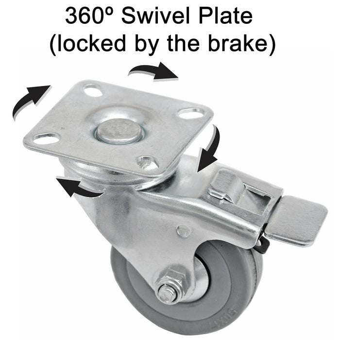 50mm Castor Wheel Trolley Furniture Swivel Caster Small Heavy Duty Braked