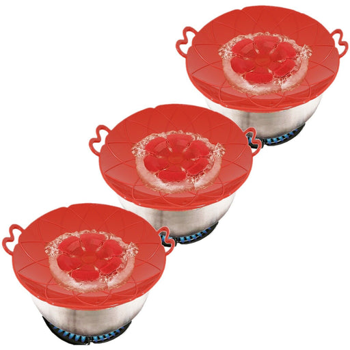 Pan Lid Spill Stopper Silicone Pot Steamer Saucepan Anti Boiling Overflow Protector Covers (Pack of 3)