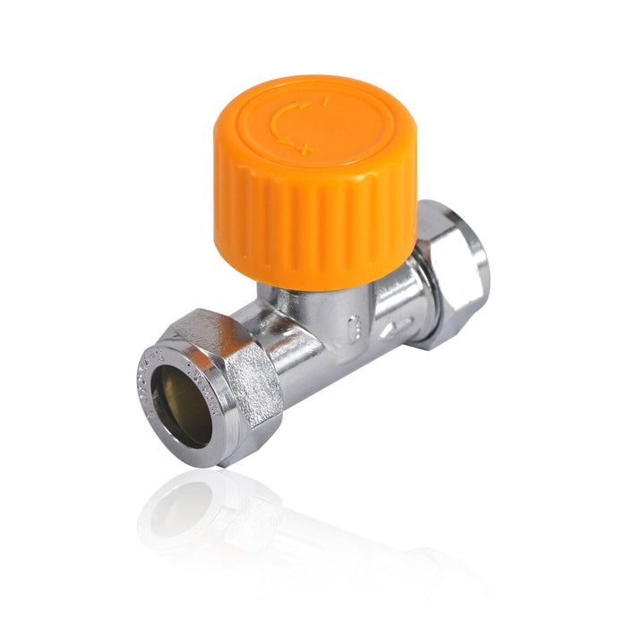 TRV Thermostatic Radiator Valve White Straight Lockshield Head TOWER 10-15mm