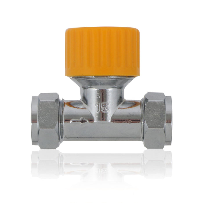 TRV Thermostatic Radiator Valve White Straight Lockshield Head TOWER 10-15mm