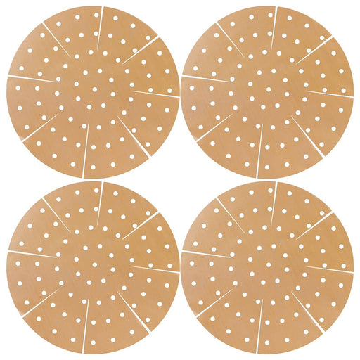 Universal Air Fryer / Multi Cooker Drawer Liners Non-Stick Round Perforated Mats (Brown, Pack of 4)