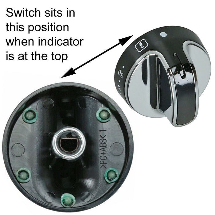 NEW WORLD Temperature Knob Oven Switch Silver 601EDO 444442687 STOVES BELLING 083157008