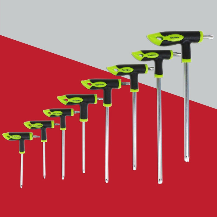 T Handle Screwdriver Set Torx Metric Hex Allen Key Long Star Security Tool CRV (16 Piece)