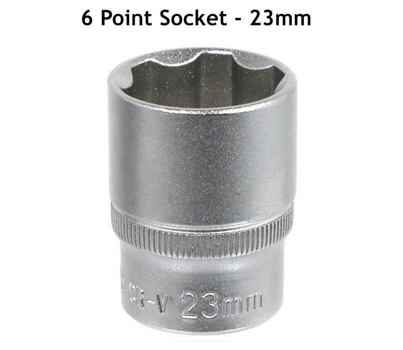23mm Socket Square Drive 1/2" 6 Point Metric CR-V Tyre Wheel Nut Nuts Car