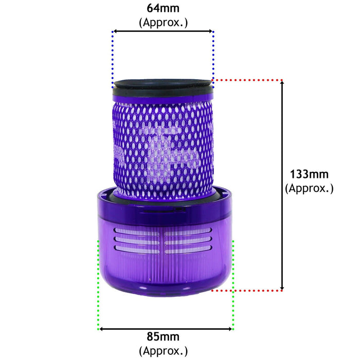 Dyson V12 SV20 SV30 Detect Slim HEPA Vacuum Filter Washable Reusable 971517-01 + Cleaning / Dusting Brush