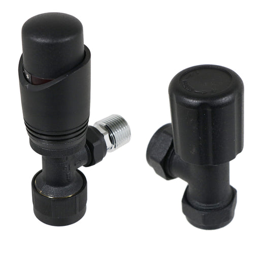 Tower Thermostatic Radiator Valve with Lockshield Black 10 - 15mm Liquid Sensor TRV4PACK-B