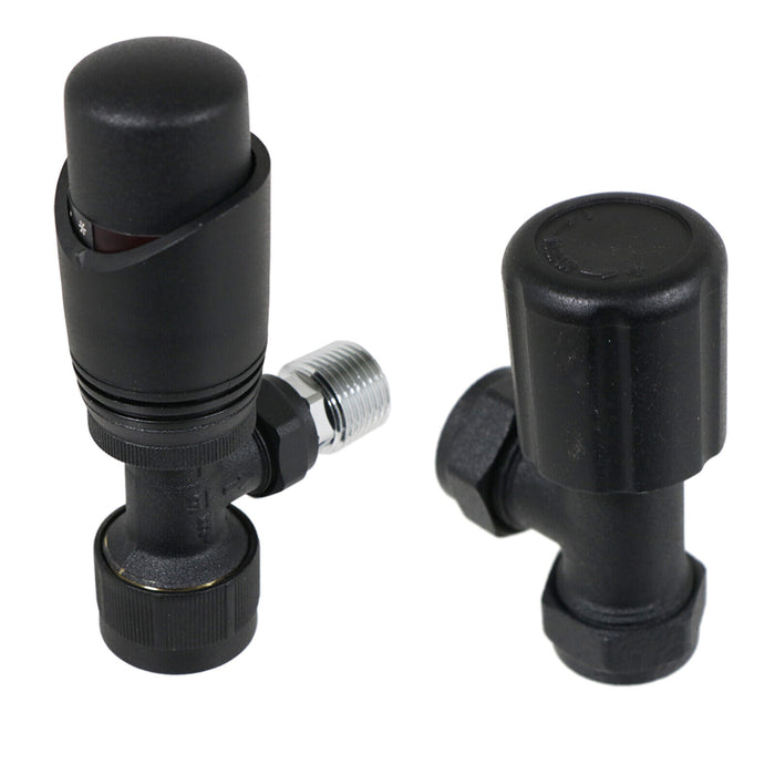 Tower Thermostatic Radiator Valve with Lockshield Black 10 - 15mm Liquid Sensor TRV4PACK-B