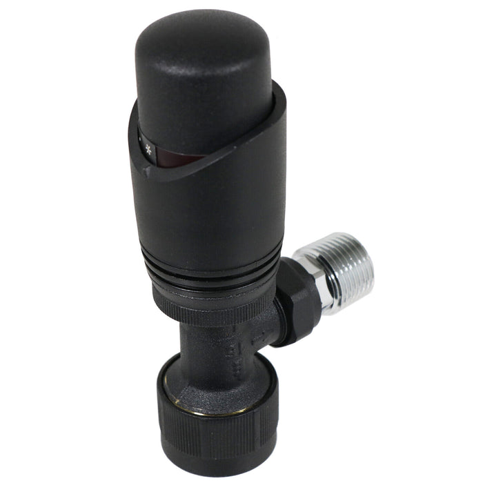 Tower Thermostatic Radiator Valve with Lockshield Black 10 - 15mm Liquid Sensor TRV4PACK-B
