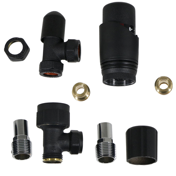 Tower Thermostatic Radiator Valve with Lockshield Black 10 - 15mm Liquid Sensor TRV4PACK-B