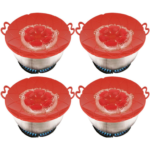 Pan Lid Spill Stopper Silicone Pot Steamer Saucepan Anti Boiling Overflow Protector Covers (Pack of 4)