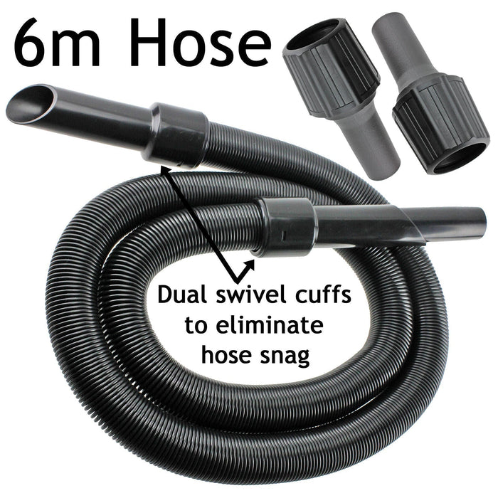 6m Extra Long Extension Pipe Hose Kit for Shark Vacuum Cleaner (6 Metre Hose + 3 x Adaptors)