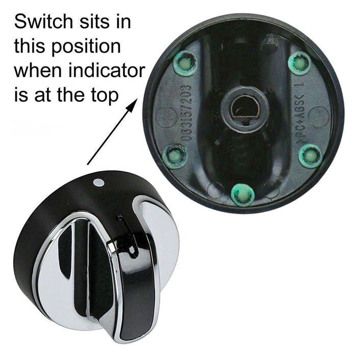 Stoves Gas Knob Hob Switch Burner Flame Chrome New World Belling 083157007