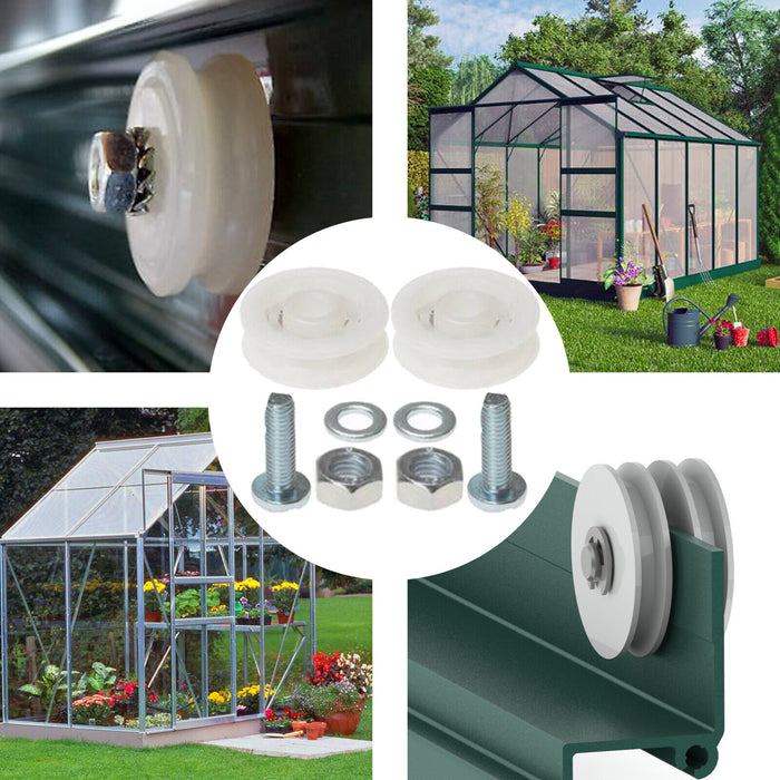 Greenhouse Sliding Door Wheel Roller Kit (2 x 28mm Nylon Wheels)