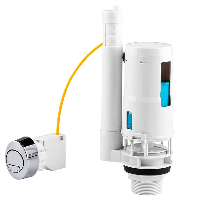 Adjustable Dual Flush Toilet Valve Concealed Cistern with Push Button (1.5" / 2" Outlet, 300mm Cable)