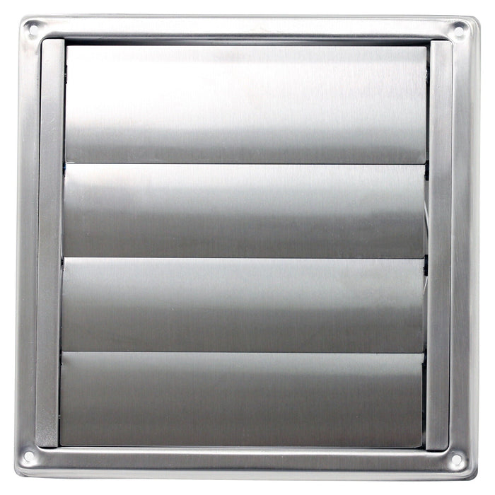 Stainless Steel Square External Extractor Wall Vent Outlet with Gravity Flaps (5" / 125mm)
