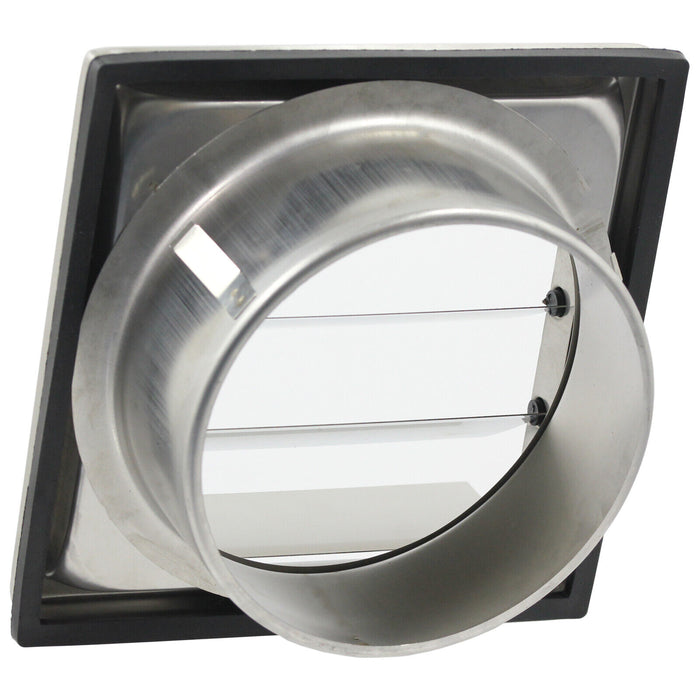 Stainless Steel Square External Extractor Wall Vent Outlet with Gravity Flaps (4" / 100mm)