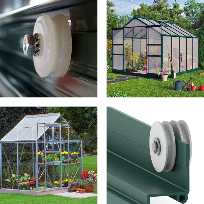 Greenhouse Sliding Door Wheel Roller Kit (2 x 28mm Nylon Wheels)