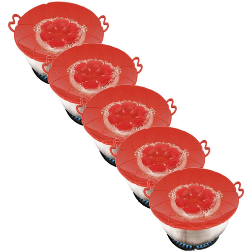 Pan Lid Spill Stopper Silicone Pot Steamer Saucepan Anti Boiling Overflow Protector Covers (Pack of 5)